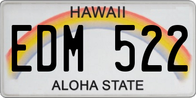 HI license plate EDM522
