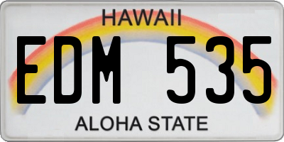 HI license plate EDM535