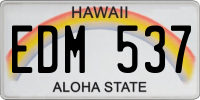 HI license plate EDM537