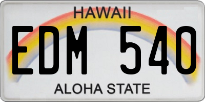 HI license plate EDM540