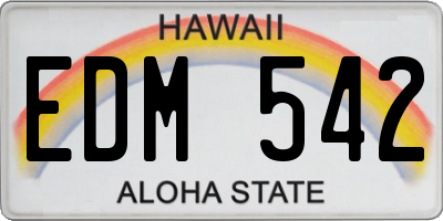 HI license plate EDM542