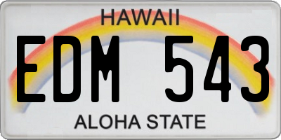HI license plate EDM543