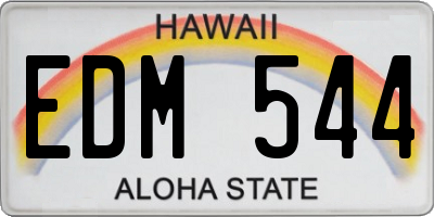 HI license plate EDM544