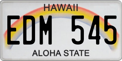 HI license plate EDM545
