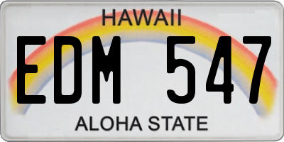 HI license plate EDM547