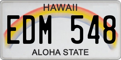 HI license plate EDM548