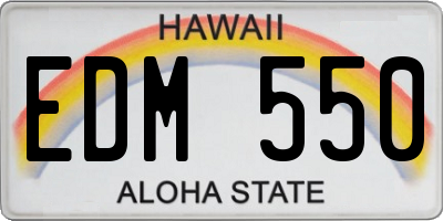 HI license plate EDM550