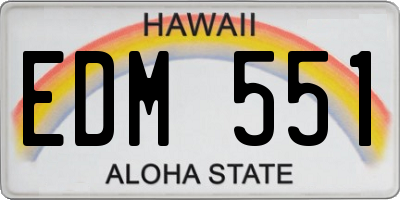 HI license plate EDM551