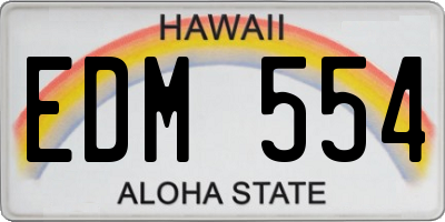 HI license plate EDM554
