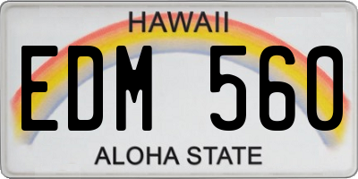 HI license plate EDM560