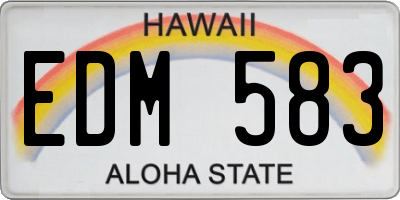HI license plate EDM583