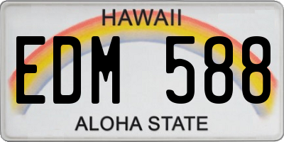 HI license plate EDM588