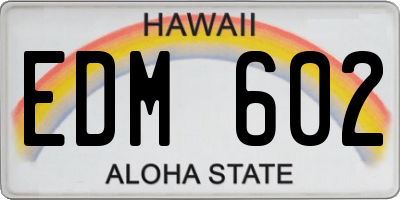 HI license plate EDM602