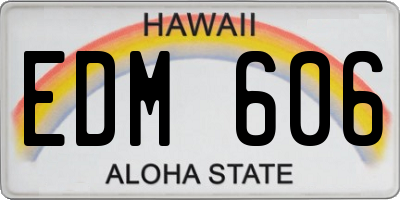 HI license plate EDM606