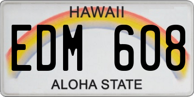 HI license plate EDM608