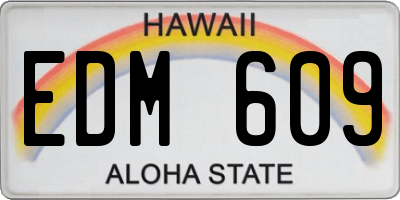HI license plate EDM609