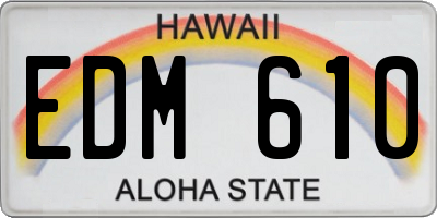 HI license plate EDM610