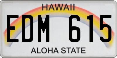 HI license plate EDM615