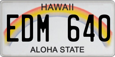 HI license plate EDM640