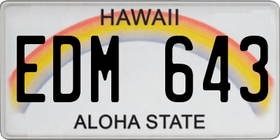 HI license plate EDM643
