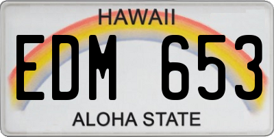 HI license plate EDM653