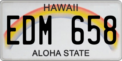 HI license plate EDM658