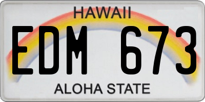 HI license plate EDM673