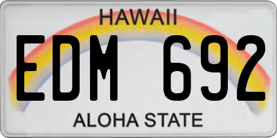 HI license plate EDM692