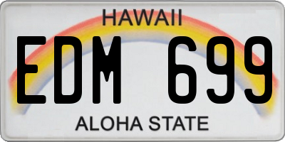 HI license plate EDM699
