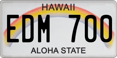 HI license plate EDM700