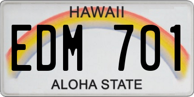 HI license plate EDM701