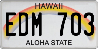 HI license plate EDM703