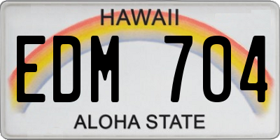 HI license plate EDM704