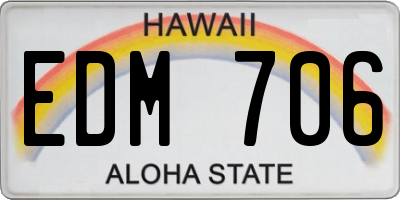 HI license plate EDM706