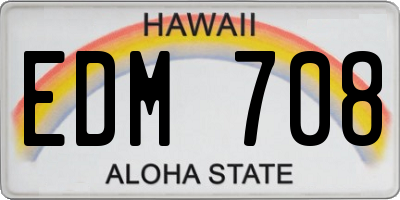 HI license plate EDM708