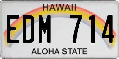HI license plate EDM714