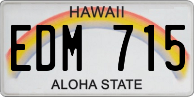 HI license plate EDM715