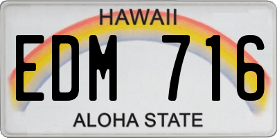 HI license plate EDM716