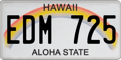HI license plate EDM725