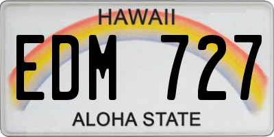 HI license plate EDM727