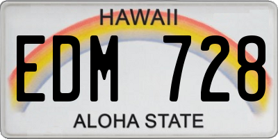 HI license plate EDM728