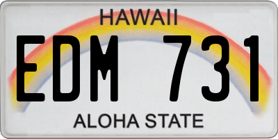 HI license plate EDM731
