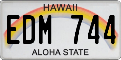 HI license plate EDM744