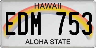 HI license plate EDM753
