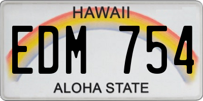 HI license plate EDM754