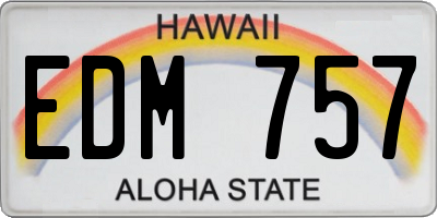 HI license plate EDM757