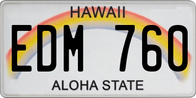 HI license plate EDM760