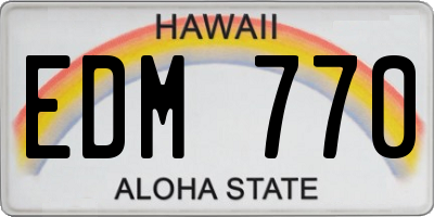 HI license plate EDM770