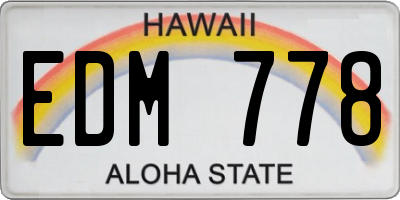 HI license plate EDM778