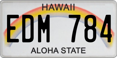 HI license plate EDM784